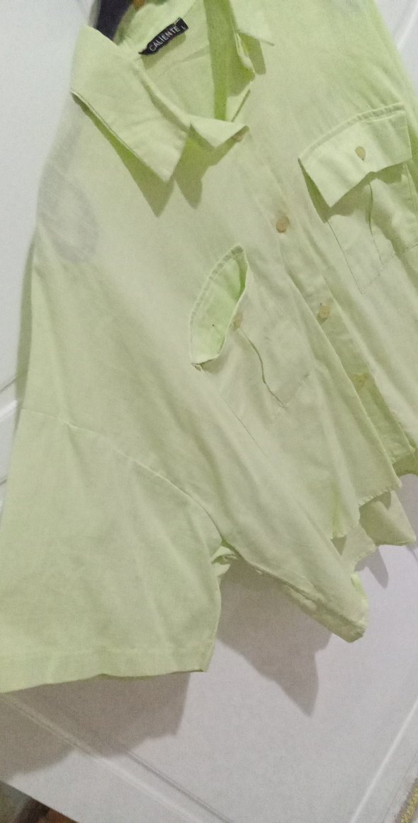 Yeşil Keten Düğmeli Kadın Gömlek - Görsel 3