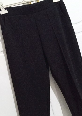 Siyah Midi Kadın Kumaş Pantolon - Görsel 3