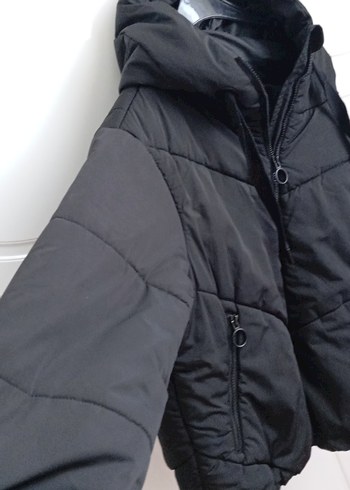 Siyah Fermuarlı Kadın Kışlık Mont - Görsel 3