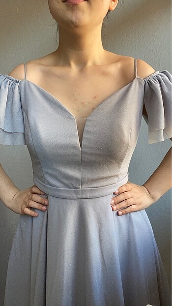 Gri Parıltılı Kısa Elbise - Görsel 8