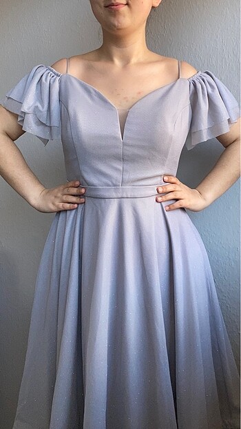 Gri Parıltılı Kısa Elbise - Görsel 6