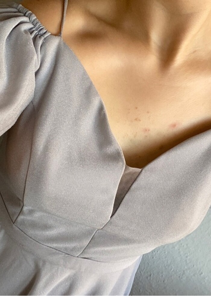 Gri Parıltılı Kısa Elbise - Görsel 5