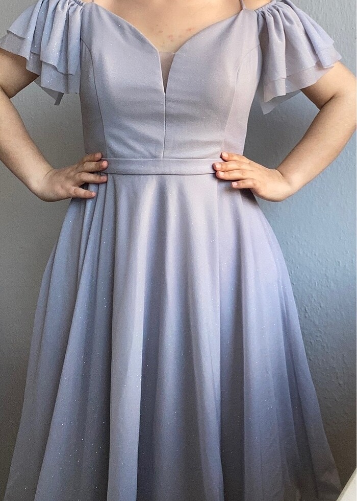 Gri Parıltılı Kısa Elbise - Görsel 4