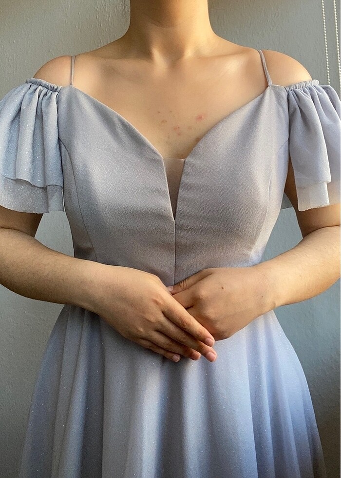 Gri Parıltılı Kısa Elbise - Görsel 3