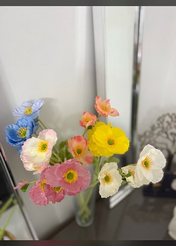 Pastel Renkli Çoklu Çiçekli Vazo