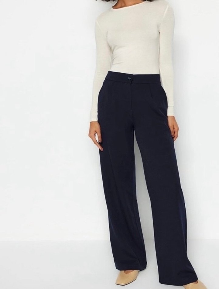 Lacivert Kadın Kumaş Pantolon - Görsel 3