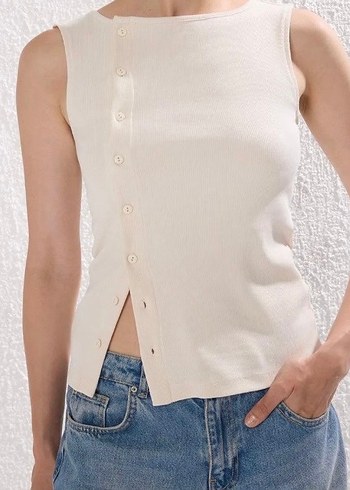 Taş düğmeli Bluz - Görsel 2