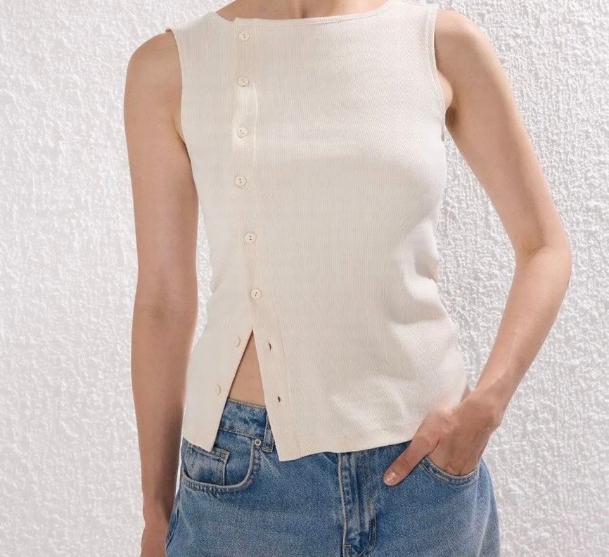 Taş düğmeli Bluz - Görsel 2