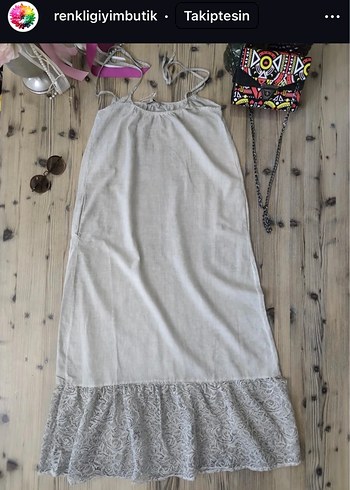 gri askılı elbise - Görsel 2