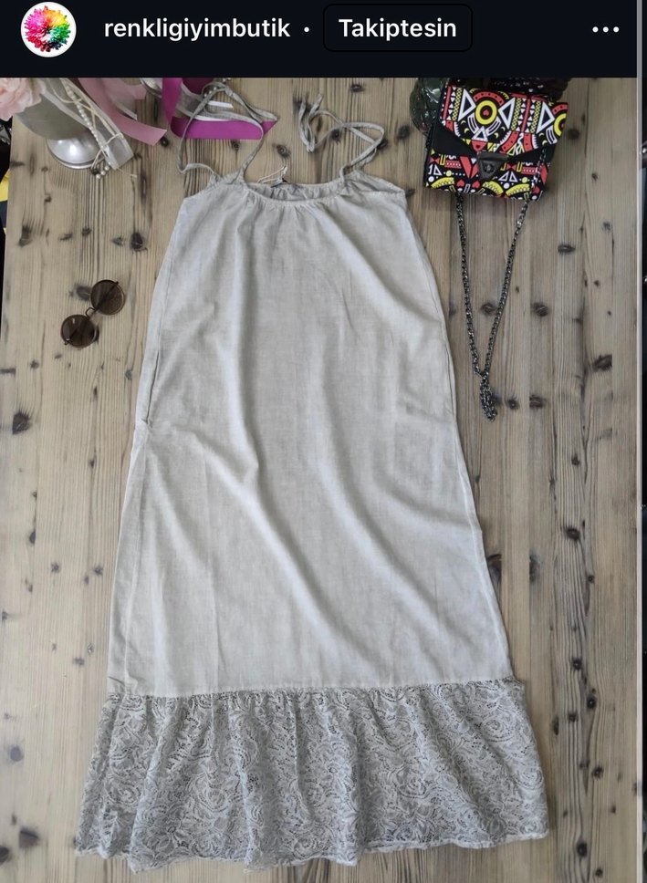 gri askılı elbise - Görsel 2