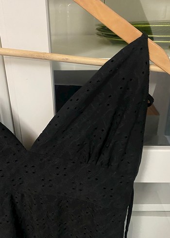 Siyah Drapeli Midi V Yakalı Kadın Elbise - Görsel 2