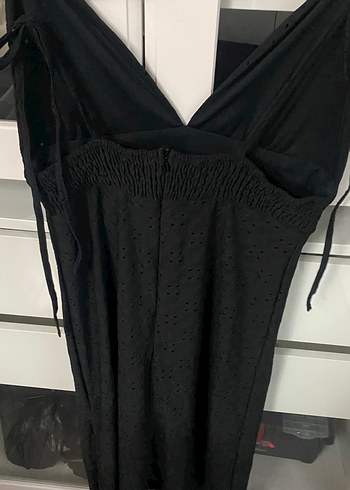 Siyah Drapeli Midi V Yakalı Kadın Elbise - Görsel 3