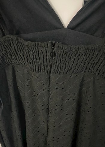 Siyah Drapeli Midi V Yakalı Kadın Elbise - Görsel 4