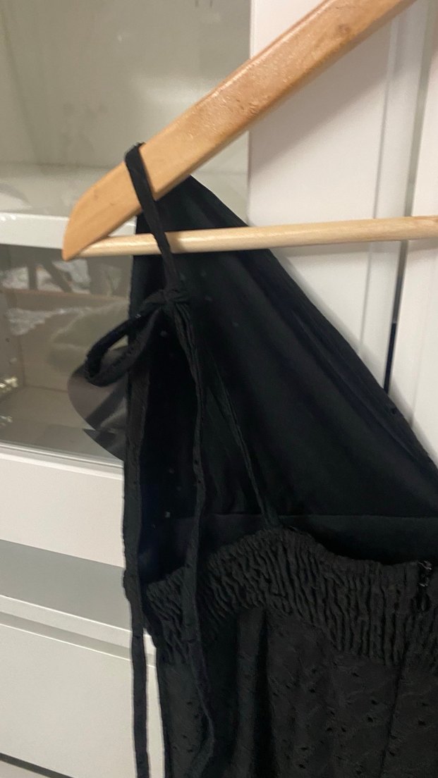 Siyah Drapeli Midi V Yakalı Kadın Elbise - Görsel 5