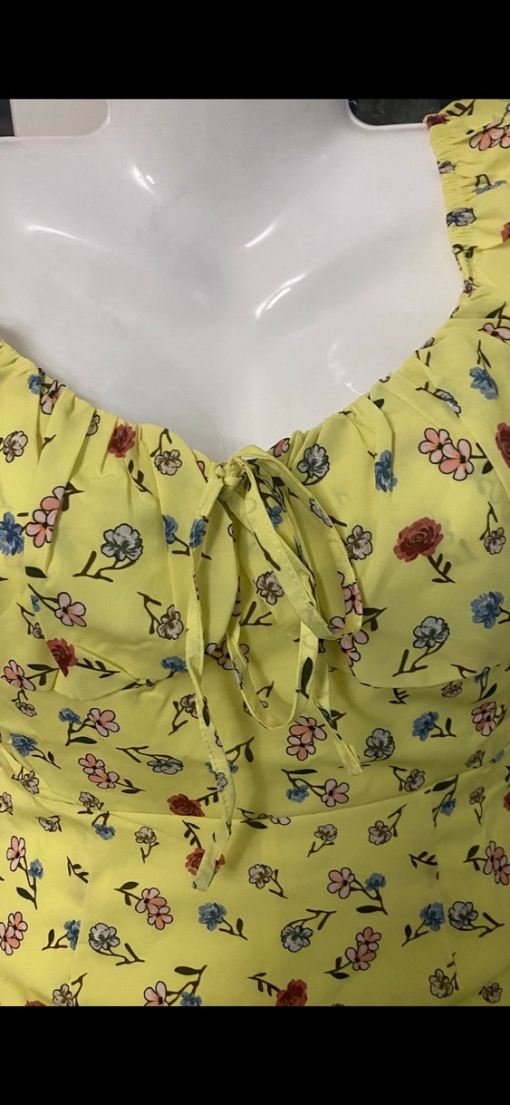 Sarı Çiçekli Bohem Mini Elbise - Görsel 3