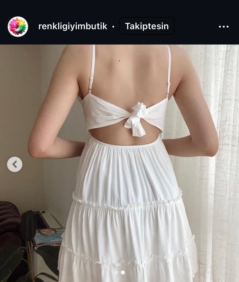 Dantel Detaylı Beyaz Mini Elbise - Görsel 2