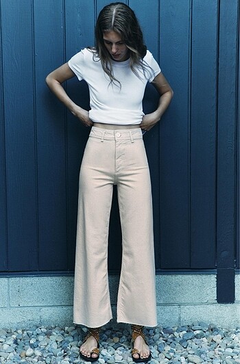Zara marine straight crop jean