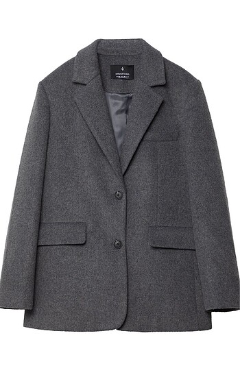 Stradivarius kaşe kumaş gri blazer