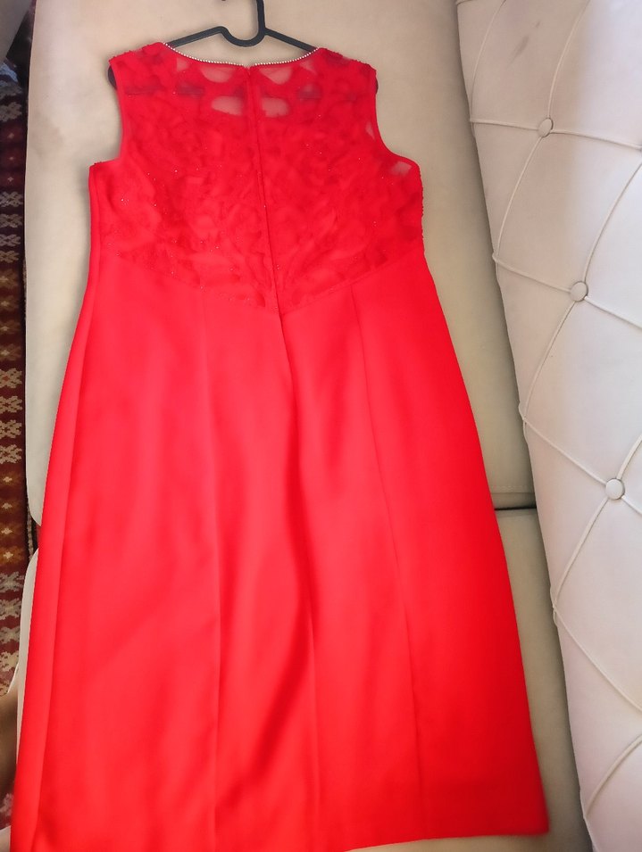 Kırmızı klasik abiye elbise - Görsel 2