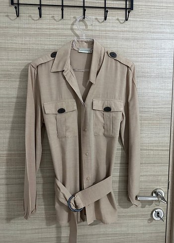 Kemerli Bej Kadın Gömlek mudo collection