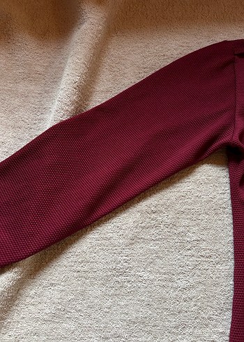 Bordo Düğmeli Uzun Kollu Tişört - Görsel 3