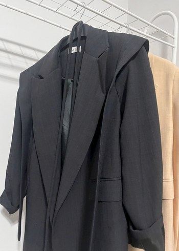 Siyah Uzun Kesim Kadın Blazer