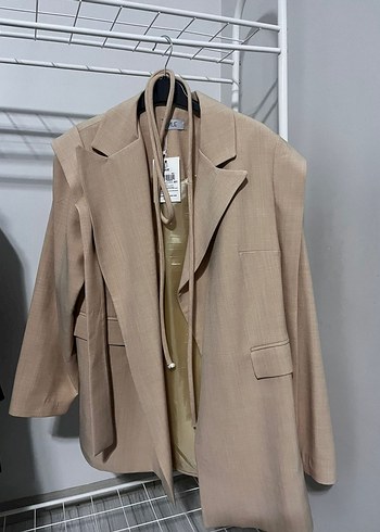 Bej fit Kesim Keten Blazer