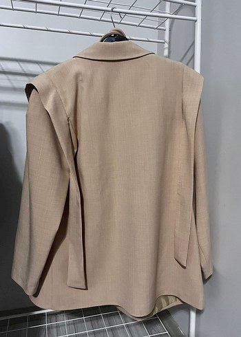 Diğer Bej fit Kesim Keten Blazer