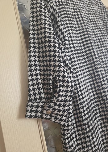 Gri Ekose Düğmeli Uzun Kollu Kadın dış giyim - Görsel 3