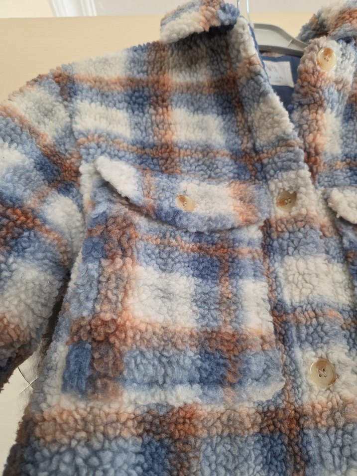 Erkek Çocuk Düğmeli Oversize Peluş Mont - Görsel 3