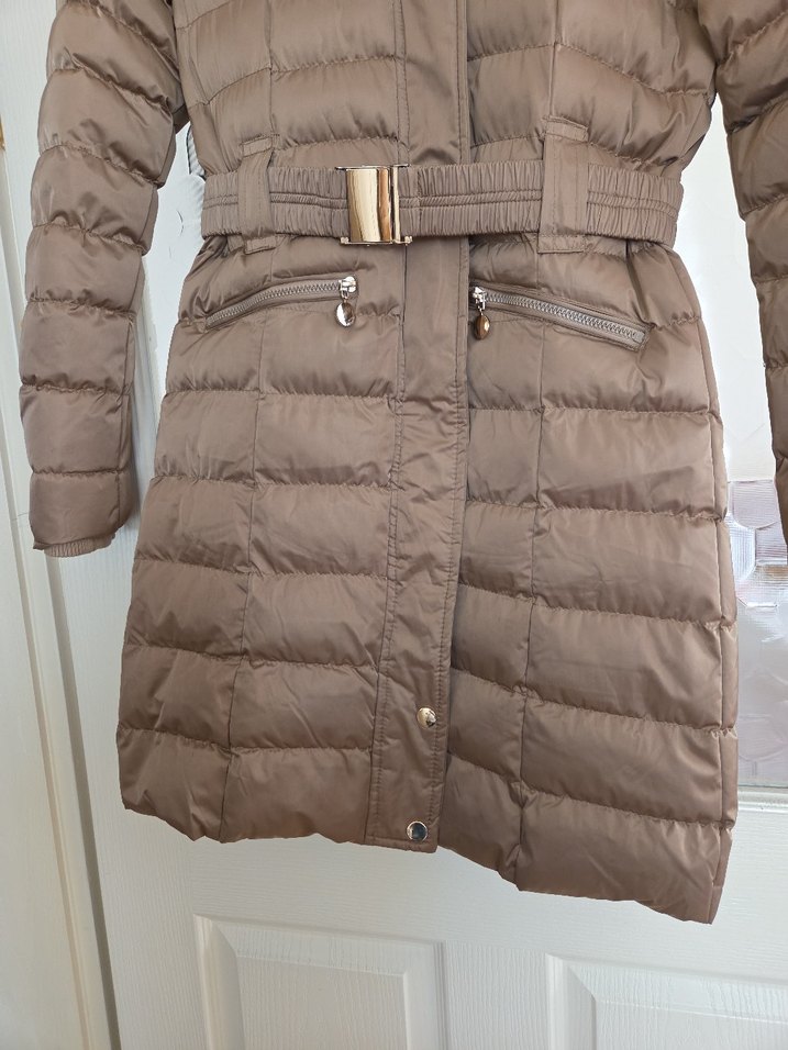 Bej Kemerli Kadın Kışlık Mont - Görsel 5