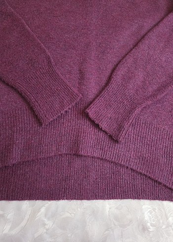 Mor Bisiklet Yaka Örgü Kadın Kazak - Görsel 3