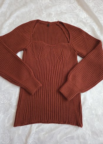 Kahverengi Kadın Bohem Örgü Kazak - Görsel 3