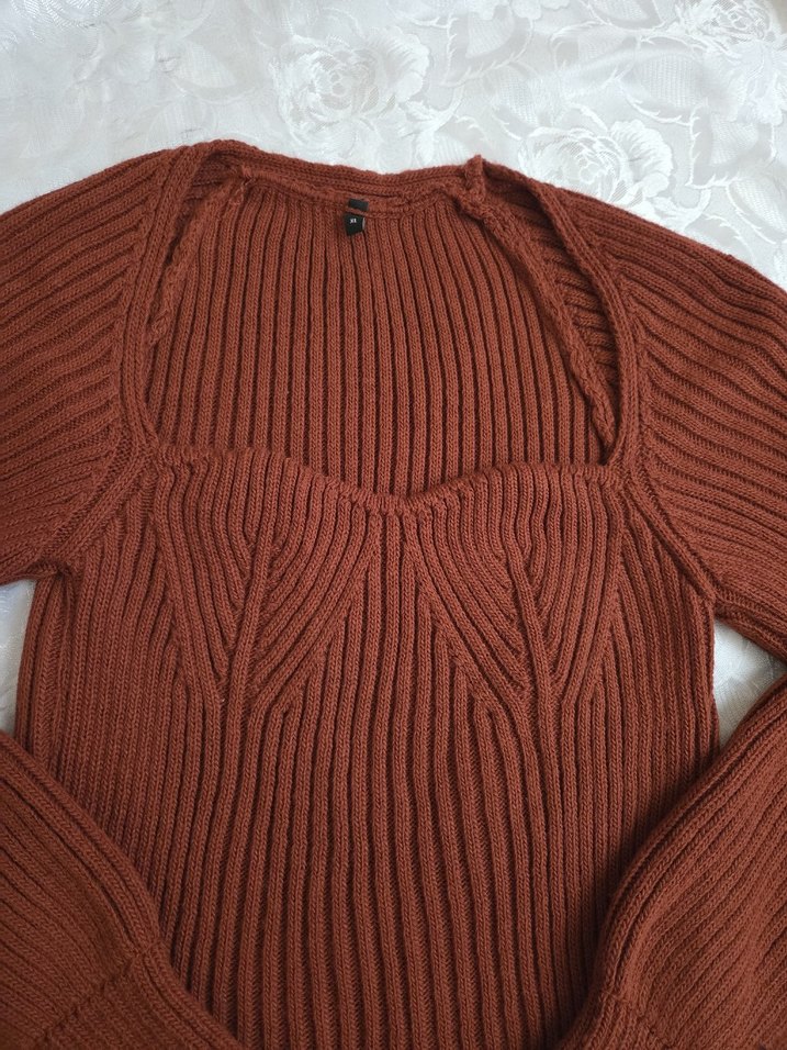 Kahverengi Kadın Bohem Örgü Kazak - Görsel 2