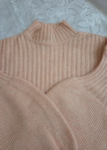 pudra Kadın Boğazlı Triko Kazak - Görsel 2