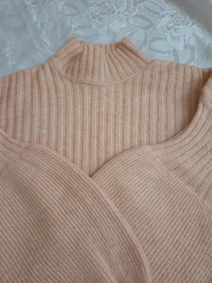 pudra Kadın Boğazlı Triko Kazak - Görsel 2