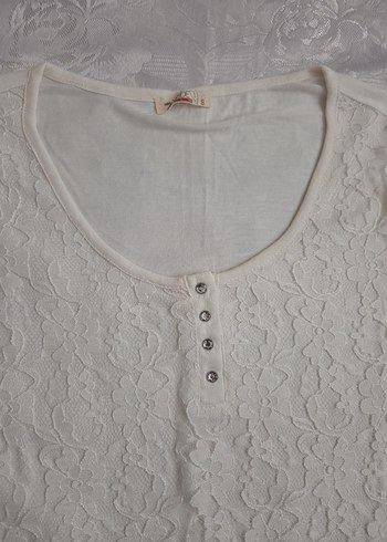 Kısa Kollu Siyah Dantel Bluz - Görsel 6