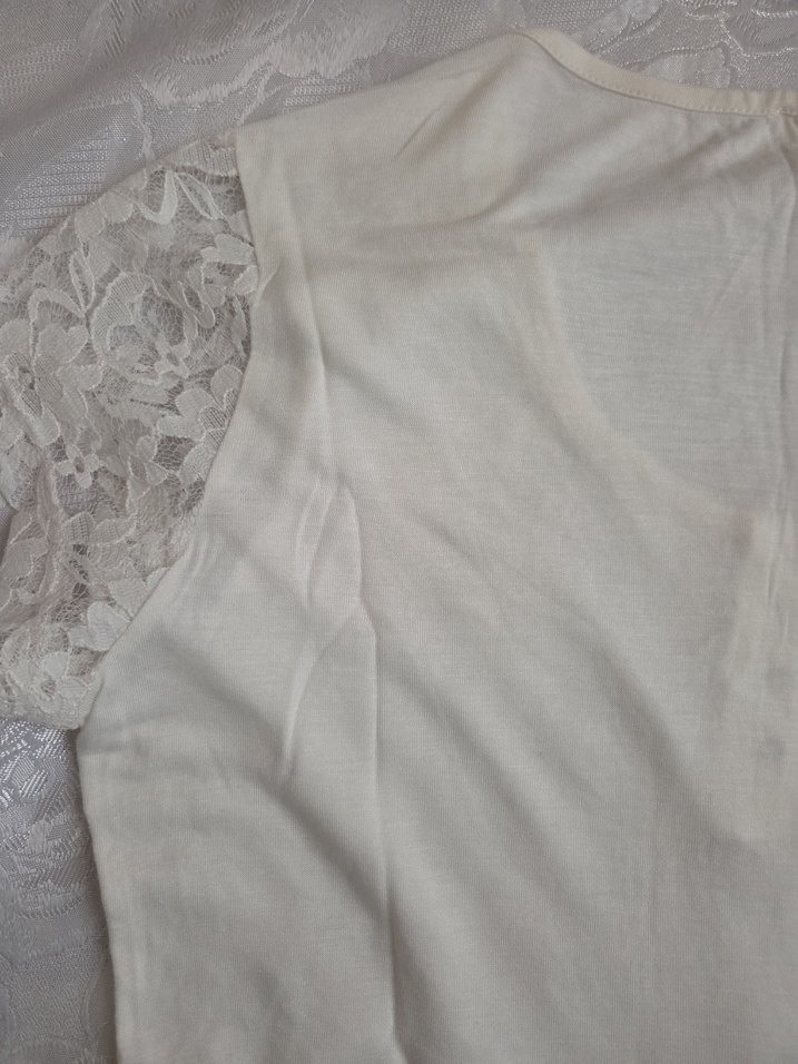 Kısa Kollu Siyah Dantel Bluz - Görsel 5