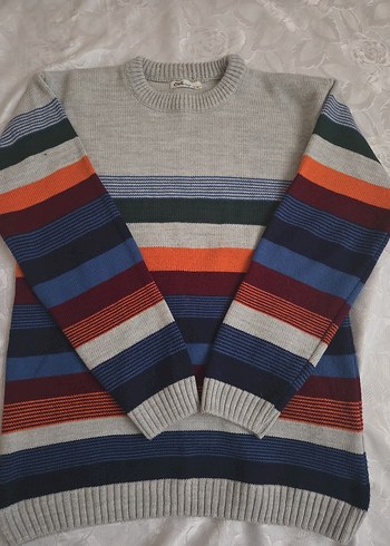 Çizgili Çok Renkli Erkek Triko Kazak - Görsel 2