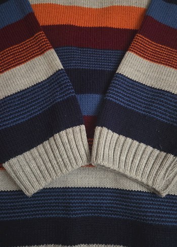 Çizgili Çok Renkli Erkek Triko Kazak - Görsel 3