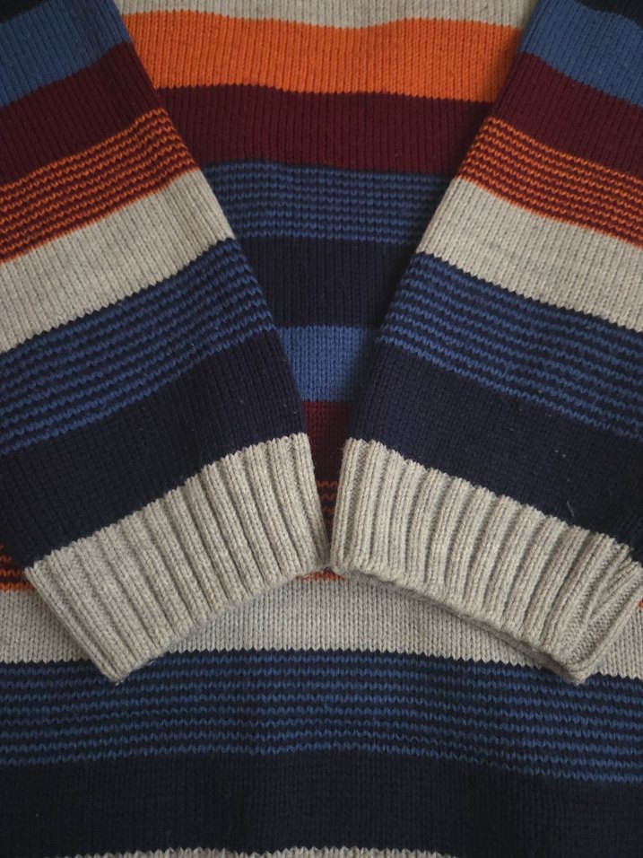 Çizgili Çok Renkli Erkek Triko Kazak - Görsel 3