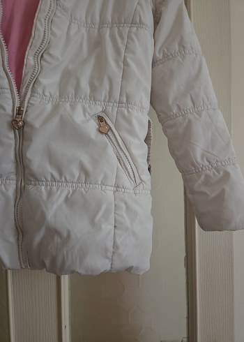 Kızlar İçin krem Fermuarlı Mont - Görsel 3