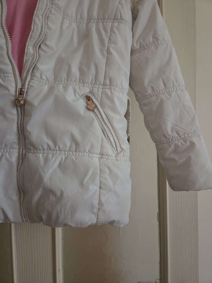 Kızlar İçin krem Fermuarlı Mont - Görsel 3