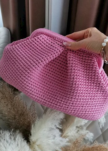Pembe Örgü Kadın El Çantası