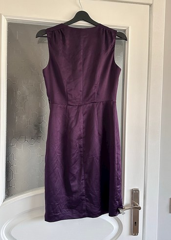 H&M Mor Drapeli V Yaka Midi Elbise