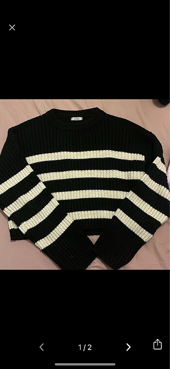 ADDAX ÇİZGİLİ CROP KAZAK