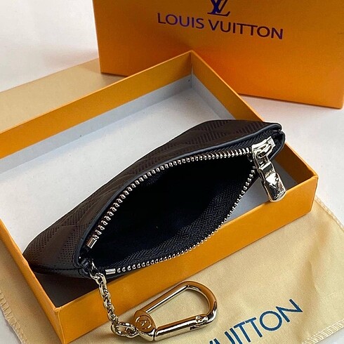 Beden siyah Renk Louis Vuitton keypouch hakiki deri anahtarlık