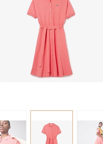 Lacoste Pembe Midi Kemerli Günlük Elbise