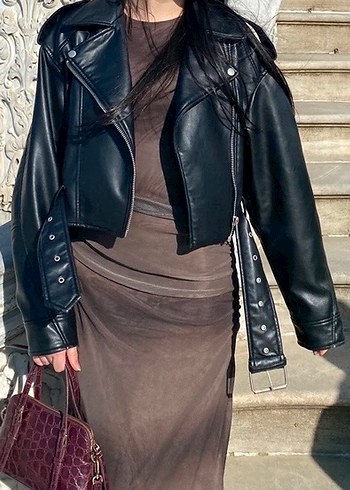 Kahverengi Drapeli Uzun Kadın Elbise - Görsel 2