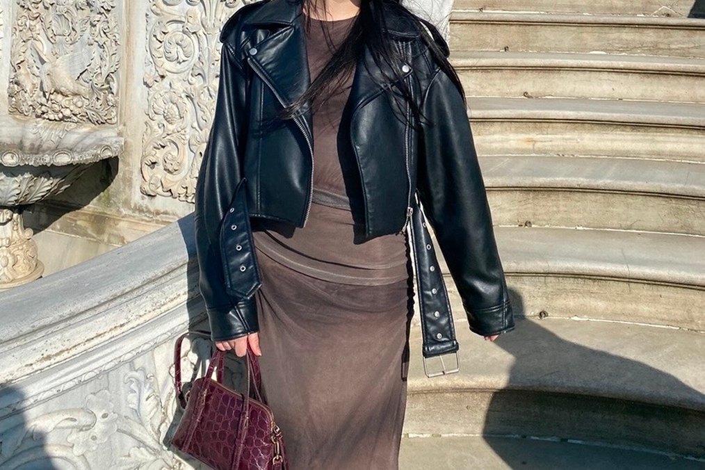 Kahverengi Drapeli Uzun Kadın Elbise - Görsel 2